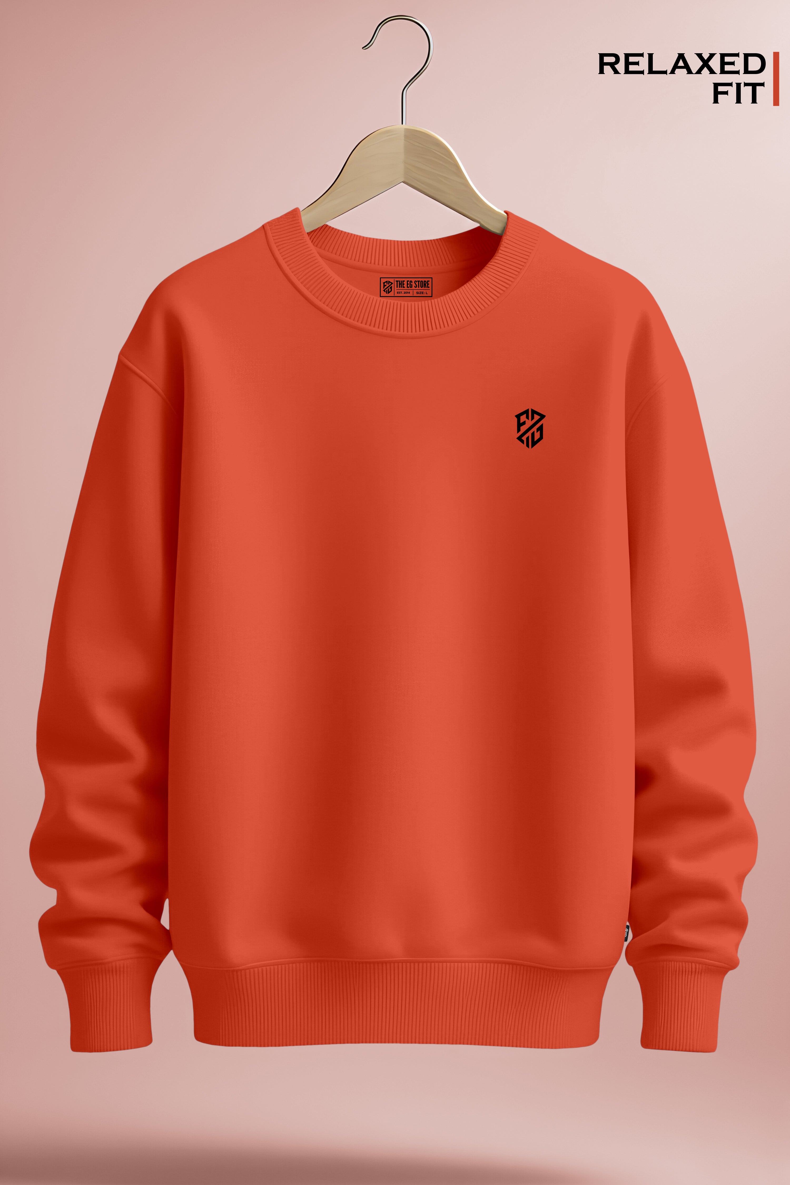 Full Sleeves Orange Sweatshirt for Men's