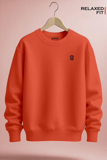 Full Sleeves Orange Sweatshirt for Men's