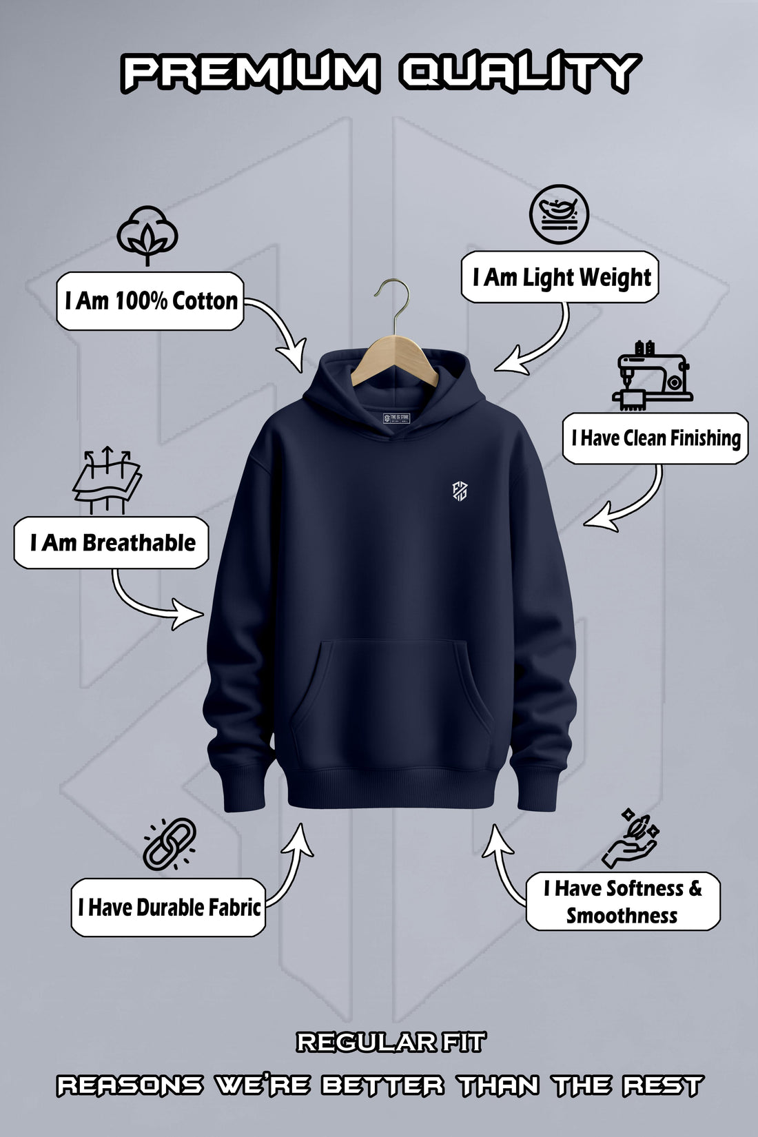 Mens Navy full sleeves Hoodie
