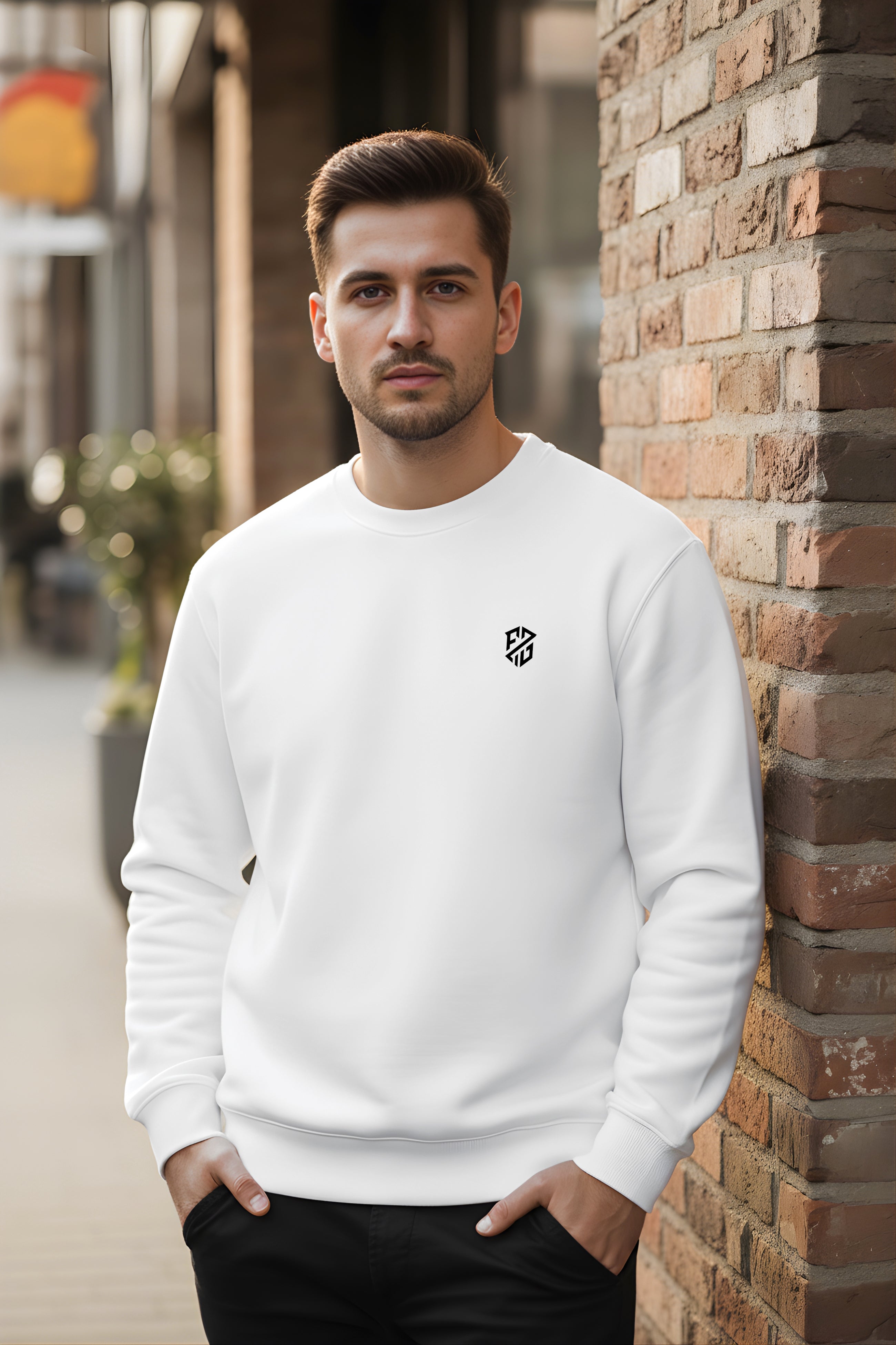 Full Sleeves White Sweatshirt for Men's