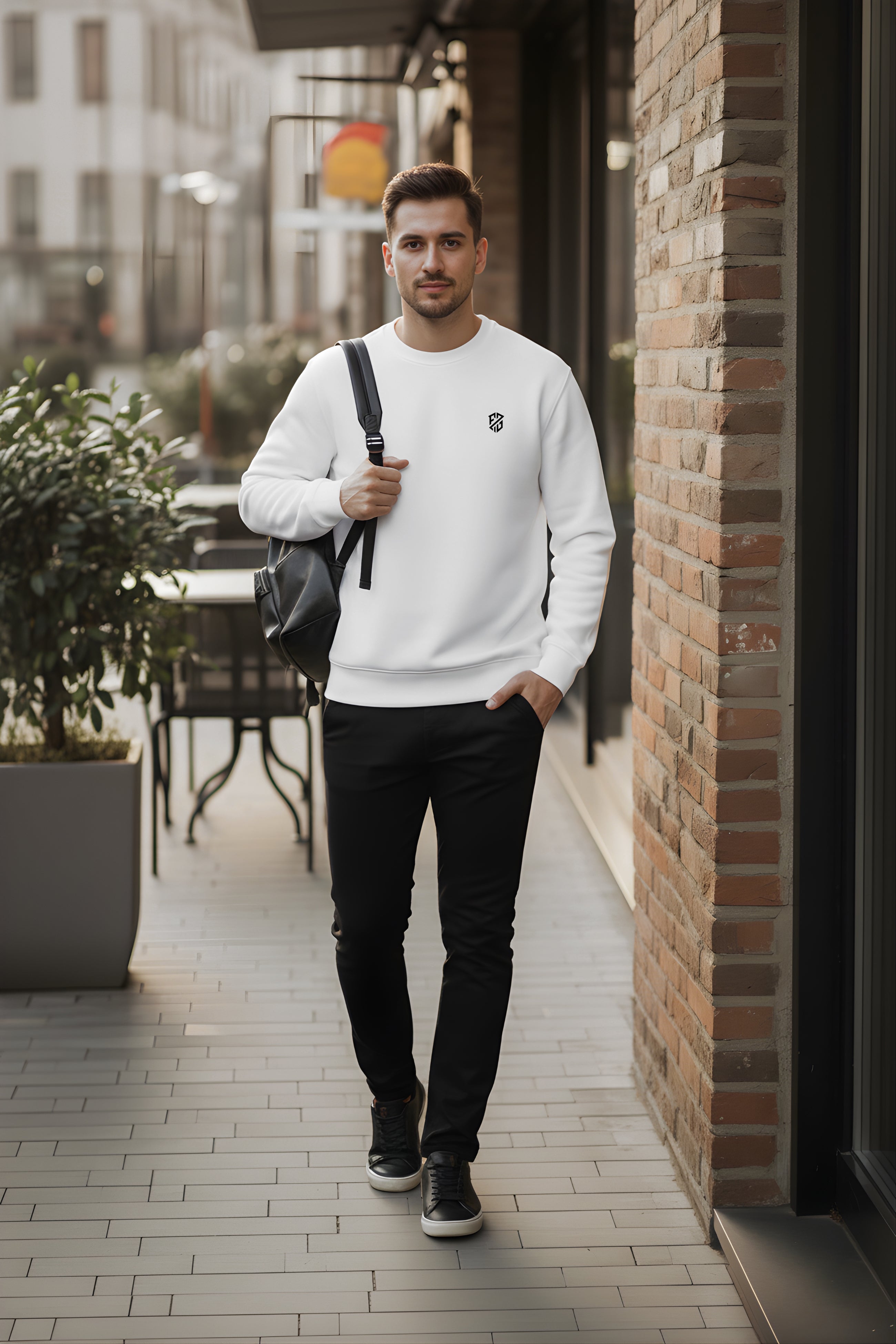 Full Sleeves White Sweatshirt for Men's