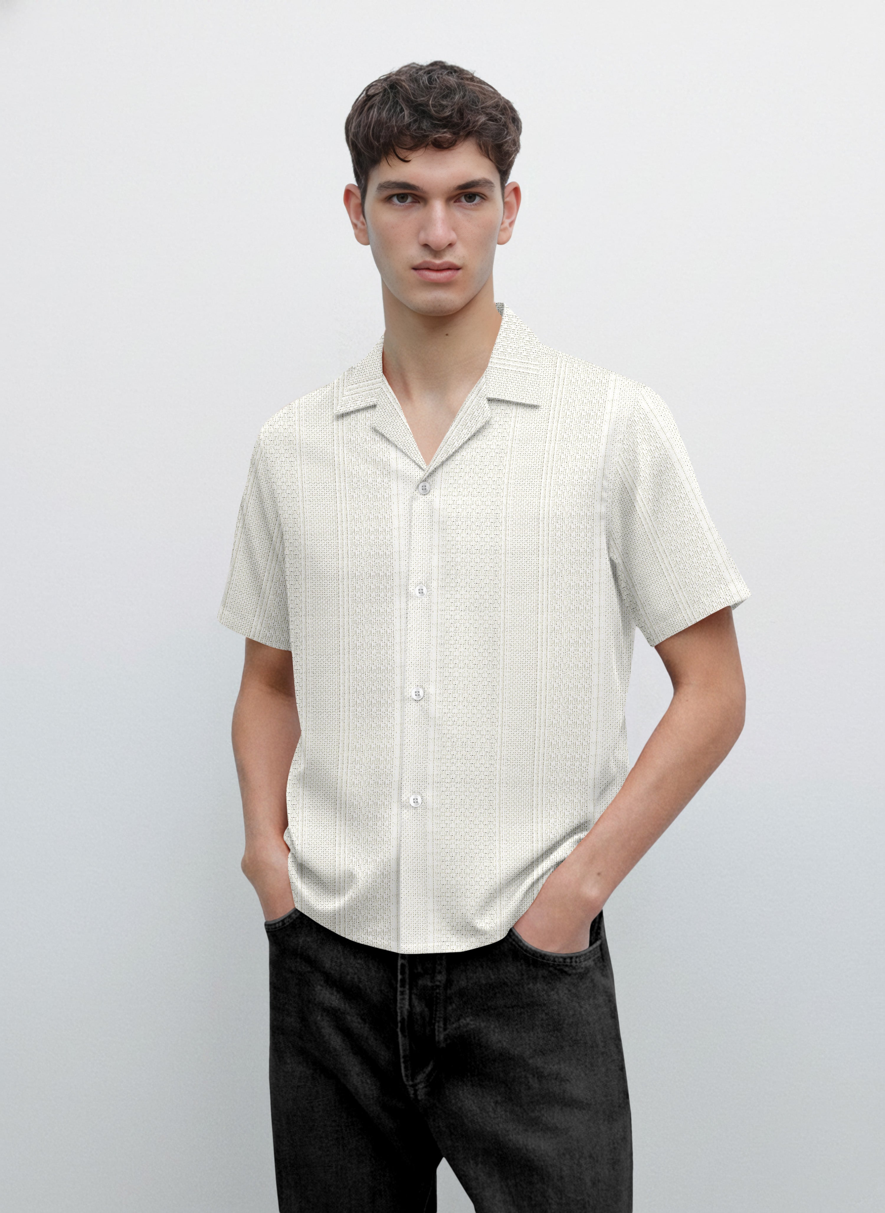 Cream Half Sleeves Shirts for Mens