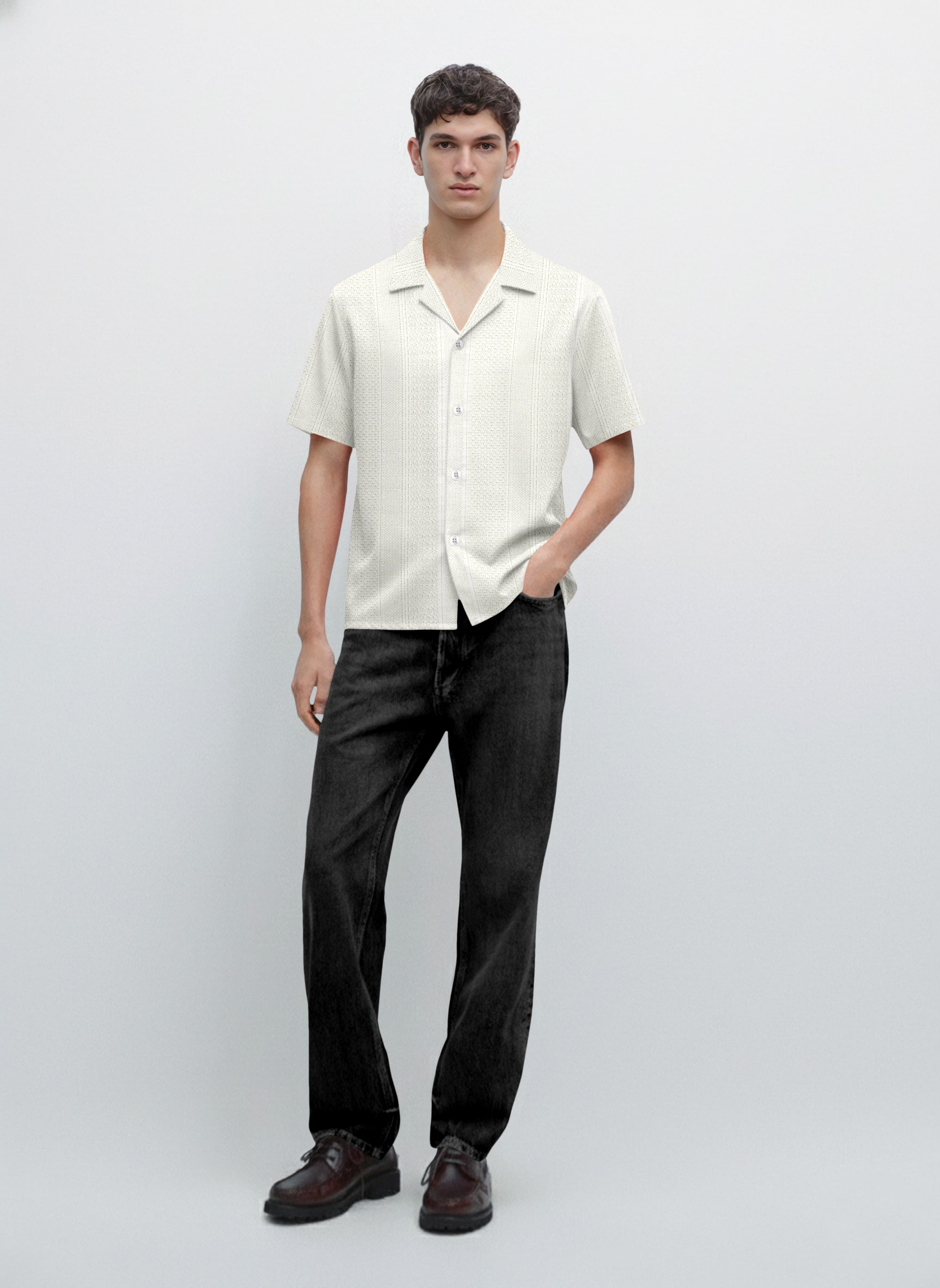 Cream Half Sleeves Shirts for Mens
